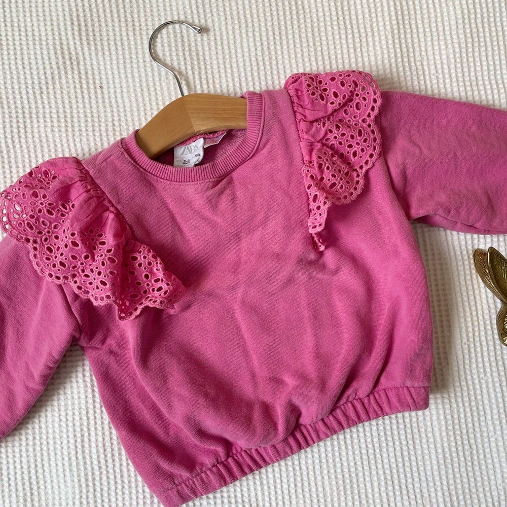 Zara Pink Ruffled Kids Sweater